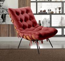 Poltrona Base Fixa para Sala de Estar Costela Vermelho Bordô Poltrona Base Fixa para Sala de Estar Costela Vermelho Bordô