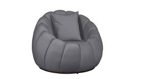 Poltrona Base Giratória Concha + Almofada Veludo Cinza
