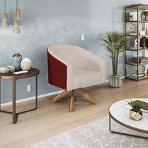 Poltrona Base Giratória de Madeira Factor Linho Mariana