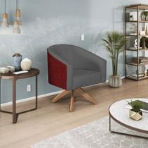 Poltrona Base Giratória de Madeira Factor Linho Mariana