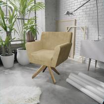 Poltrona Base Giratória de Madeira Lauren Maranata Estofados