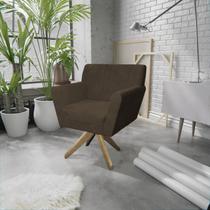 Poltrona Base Giratória de Madeira Lauren Maranata Estofados