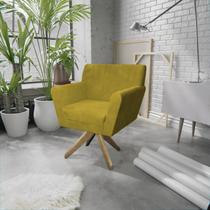 Poltrona Base Giratória de Madeira Lauren Maranata Estofados