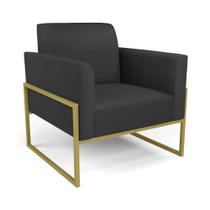 Poltrona Base Industrial Alta Dourado Marisa material sintético Preto D03 - D'Rossi