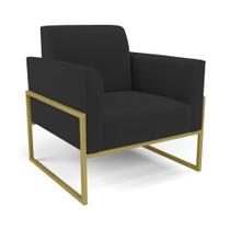 Poltrona Base Industrial Alta Dourado Marisa Veludo Preto D03 - D'Rossi