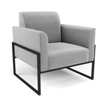 Poltrona Base Industrial Alta Preto Marisa Suede Cinza D03 - D'rossi