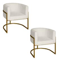 Poltrona Base Industrial Dourado Kit 2 Lety Blouclê Bege Poltrona Base Industrial Dourado Kit 2 Lety Blouclê Bege