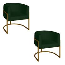 Poltrona Base Industrial Dourado Kit 2 Lety Veludo S05 - D'Rossi