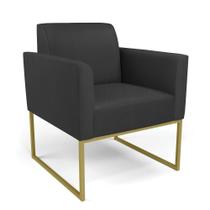 Poltrona Base Industrial Dourado Marisa material sintético Preto D03 - D'rossi Poltrona Base Industrial Dourado Marisa material sintético Preto D03 - D'rossi