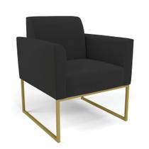 Poltrona Base Industrial Dourado Marisa Veludo Preto D03 - D'Rossi