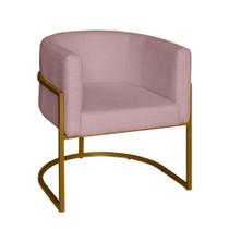 Poltrona Base Industrial Dourado Sala De Estar Lety Veludo S05 - D'rossi Cor Rose