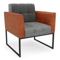 Poltrona Base Industrial Preto Elisa Nozes/Linho Grafite A26 D03 - D'Rossi