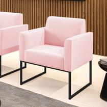 Poltrona Base Industrial Preto Marisa Suede Rosa Bebê Poltrona Base Industrial Preto Marisa Suede Rosa Bebê