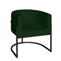 Poltrona Base Industrial Preto Sala De Estar Lety Veludo S05 - D'rossi Cor Verde