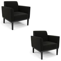 Poltrona Base Madeira Preto Kit 2 Maressa Suede Preto - Ibiza Poltrona Base Madeira Preto Kit 2 Maressa Suede Preto - Ibiza