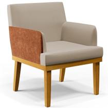 Poltrona Base Mel Beatriz Linho Bege material sintético Camel