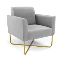 Poltrona Base X Industrial Dourado Marisa Suede Cinza D03 - DRossi