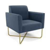 Poltrona Base X Industrial Dourado Marisa Suede D03 Azul Marinho Poltrona Base X Industrial Dourado Marisa Suede D03 Azul Marinho