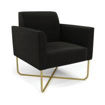 Poltrona Base X Industrial Dourado Marisa Suede Preto D03 - D'Rossi