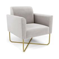 Poltrona Base X Industrial Dourado Marisa Veludo Cinza D03 - D'rossi Poltrona Base X Industrial Dourado Marisa Veludo Cinza D03 - D'rossi
