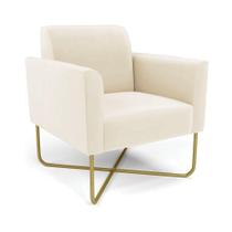 Poltrona Base X Industrial Dourado Marisa Veludo D03 - D'rossi Cor Bege Poltrona Base X Industrial Dourado Marisa Veludo D03 - D'rossi Cor Bege