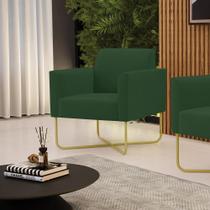 Poltrona Base X Industrial Dourado Marisa Veludo Verde D03 - D'Rossi