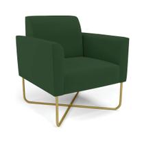 Poltrona Base X Industrial Dourado Marisa Veludo Verde D03 - D'Rossi