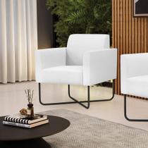 Poltrona Base X Industrial Preto Marisa material sintético Branco Poltrona Base X Industrial Preto Marisa material sintético Branco