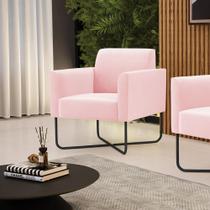 Poltrona Base X Industrial Preto Marisa Suede Rosa Bebê Poltrona Base X Industrial Preto Marisa Suede Rosa Bebê