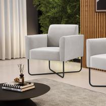 Poltrona Base X Industrial Preto Marisa Veludo Cinza
