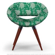 Poltrona Beijo Floral Verde Cadeira Decorativa com Base Fixa