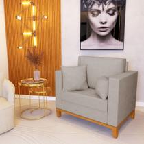 Poltrona Beny Amamentação com 2 Almofadas Base em Madeira Maciça Tecido Linho Bege Poltrona Beny Amamentação com 2 Almofadas Base em Madeira Maciça Tecido Linho Bege