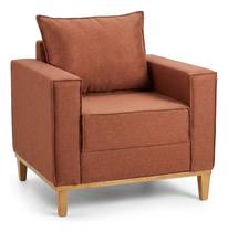 Poltrona Beny Luxo Com Base E Pés Em Madeira Para Sala De Estar E Recepção Com 2 Almofadas Newllar