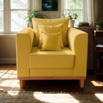 Poltrona Beny Para Sala de Estar Recepção Suede Amarelo