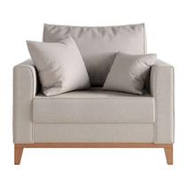 Poltrona Beny Pés E Base Em Madeira Linho Cru Rr Decor Poltrona Beny Pés E Base Em Madeira Linho Cru Rr Decor