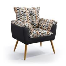 Poltrona Beta F-014 Sued Estampado Bege com Veludo Aradecor