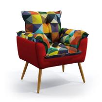 Poltrona Beta F-015 Sued Estampado Colorido com Veludo Aradecor