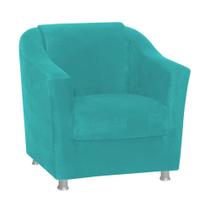 Poltrona Bia P/ Sala de Estar Consultório Clinica Hospital Recepção Suede Azul Turquesa -Decor Elity