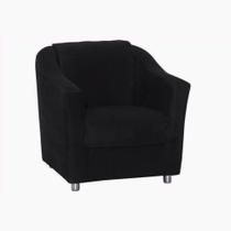 Poltrona Bia P/ Sala de Estar Consultório Clinica Hospital Recepção Suede Preto -Decor Elity