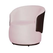 Poltrona Bia Redonda com Composê Suede Rosa Bebê e material sintético Marrom - FM
