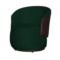 Poltrona Bia Redonda com Composê Suede Verde e material sintético Marrom - FM