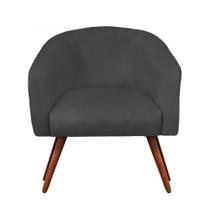 Poltrona Bianca Com Tressê Suede Pés Palito Castanho - D'rossi Cor Grafite Poltrona Bianca Com Tressê Suede Pés Palito Castanho - D'rossi Cor Grafite