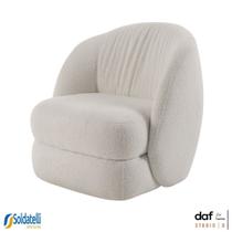 Poltrona Biscuit Bouclé Marfim Base Fixa - Daf Poltrona Biscuit Bouclé Marfim Base Fixa - Daf