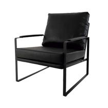 Poltrona Boss PU Preta com Base de Ferro