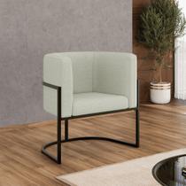 Poltrona Bouclê Decorativa Lua Recepção Base de Ferro Black