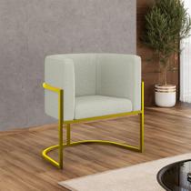 Poltrona Bouclê Decorativa Lua Recepção Base de Ferro Gold Poltrona Bouclê Decorativa Lua Recepção Base de Ferro Gold