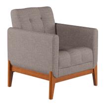 Poltrona Brooks Linho Cinza e Amêndoa