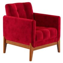 Poltrona Brooks Veludo Vermelha e Amêndoa