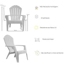 Poltrona Cadeira Adirondack Pavão Jardim Plástico Branca 2Un