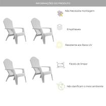 Poltrona Cadeira Adirondack Pavão Jardim Plástico Branca kit4U - GardenLife